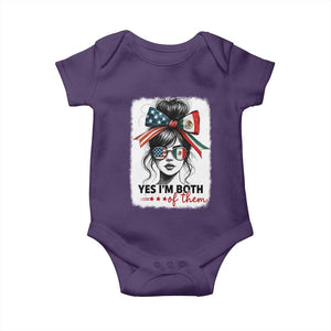 American Mexican Roots Baby Onesie Messy Bun Mexico America Half American Flag TS10 Purple Print Your Wear