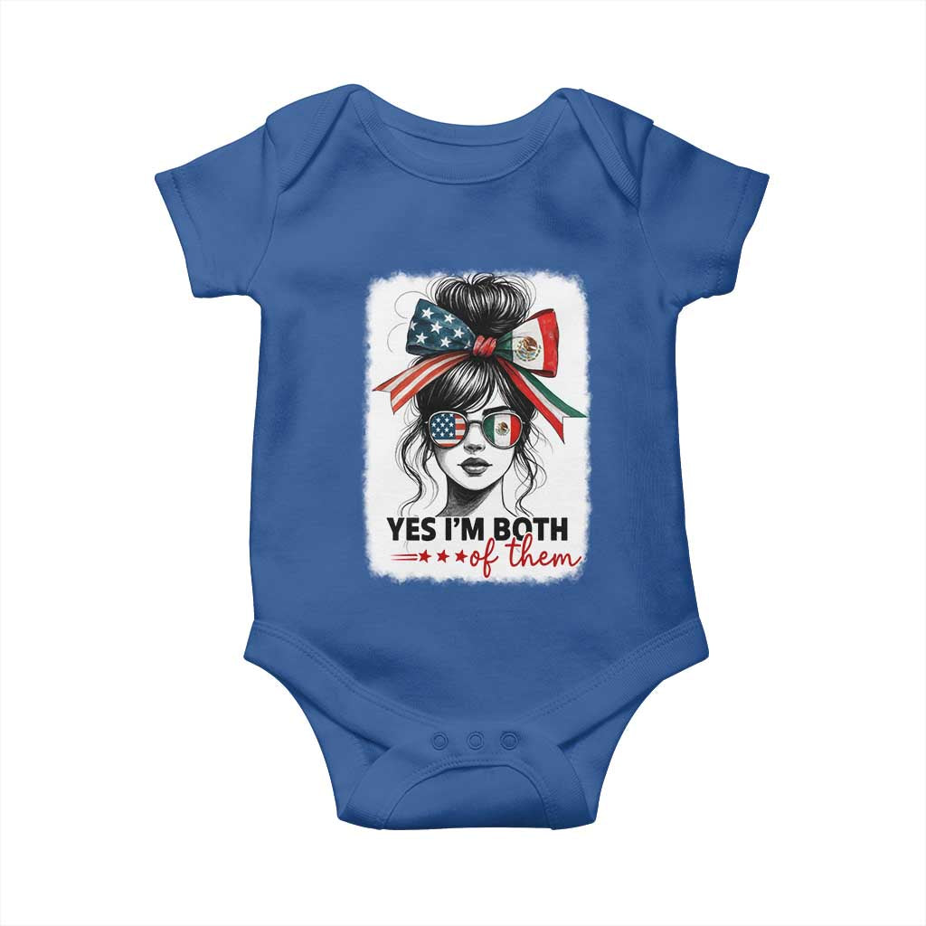 American Mexican Roots Baby Onesie Messy Bun Mexico America Half American Flag TS10 Royal Blue Print Your Wear