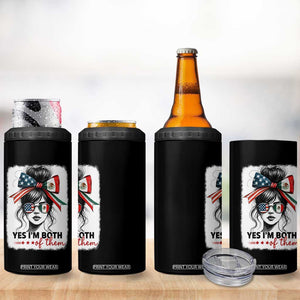 American Mexican Roots 4 in 1 Can Cooler Tumbler Messy Bun Mexico America Half American Flag TS10 Print Your Wear