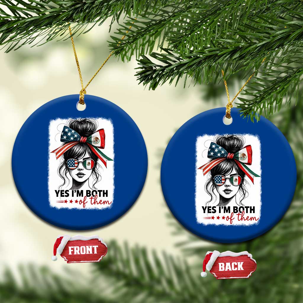 American Mexican Roots Ceramic Ornament Messy Bun Mexico America Half American Flag TS10 1pc Blue Print Your Wear