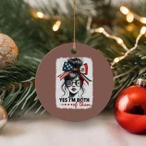 American Mexican Roots Ceramic Ornament Messy Bun Mexico America Half American Flag TS10 1pc Mocha Print Your Wear