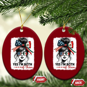 American Mexican Roots Ceramic Ornament Messy Bun Mexico America Half American Flag TS10 Print Your Wear