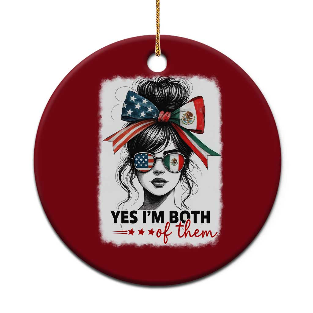 American Mexican Roots Ceramic Ornament Messy Bun Mexico America Half American Flag TS10 1pc Red Print Your Wear
