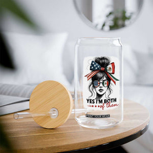 American Mexican Roots Glass Can Messy Bun Mexico America Half American Flag TS10 Print Your Wear