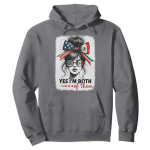 American Mexican Roots Hoodie Messy Bun Mexico America Half American Flag TS10 Charcoal Print Your Wear
