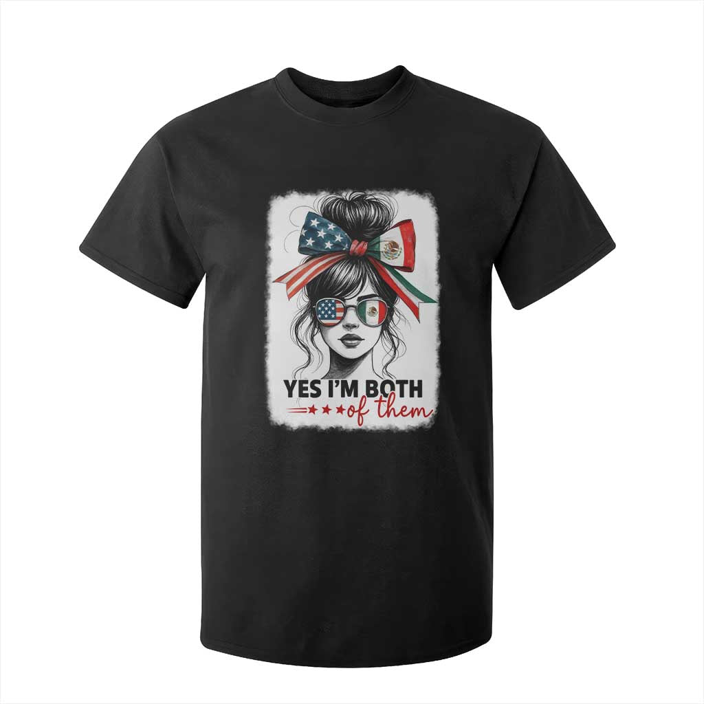 American Mexican Roots T Shirt For Kid Messy Bun Mexico America Half American Flag TS10 Black Print Your Wear