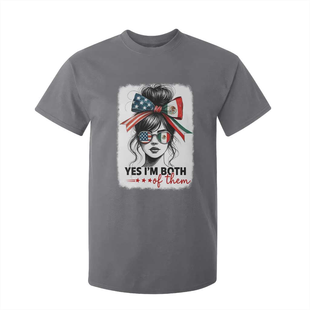 American Mexican Roots T Shirt For Kid Messy Bun Mexico America Half American Flag TS10 Charcoal Print Your Wear