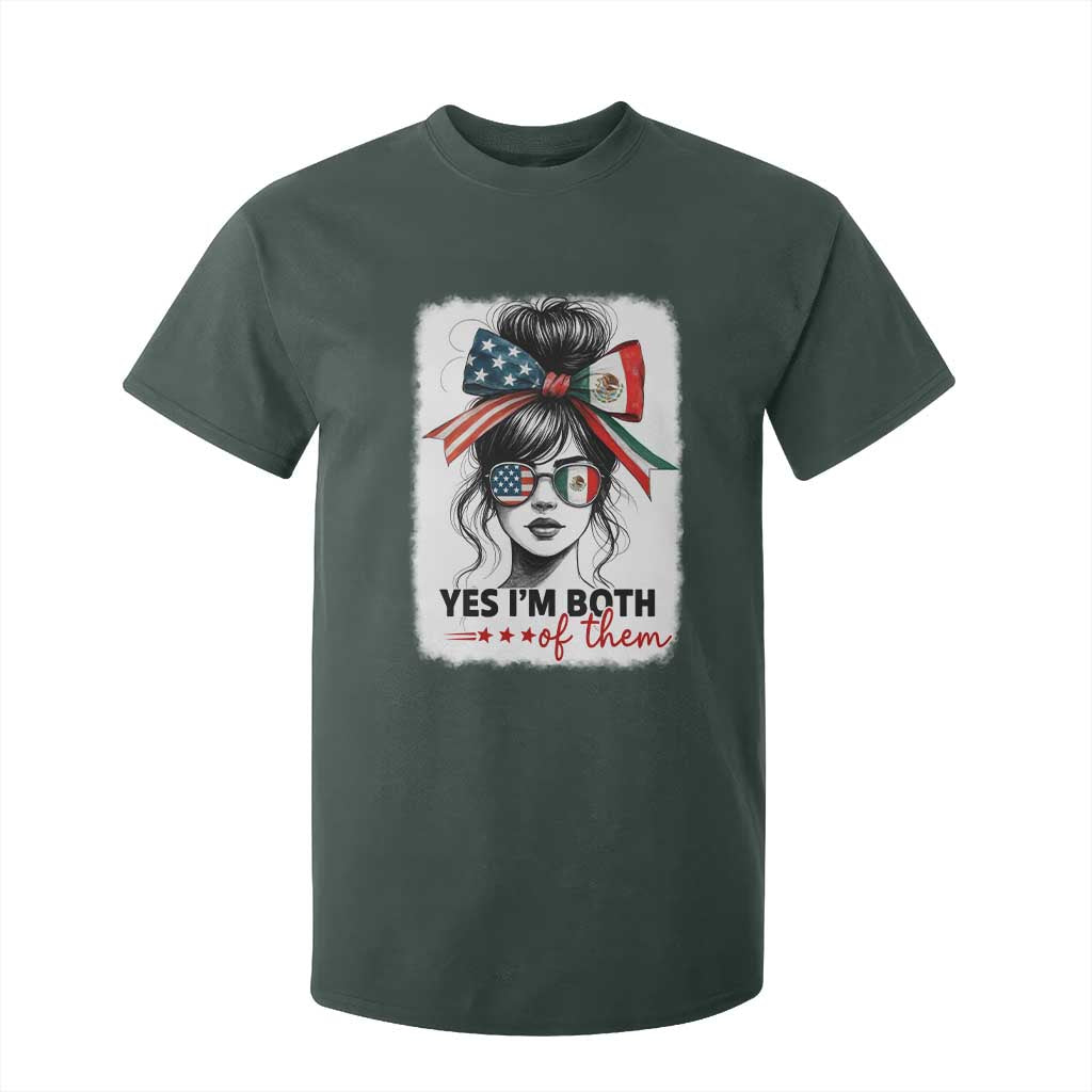 American Mexican Roots T Shirt For Kid Messy Bun Mexico America Half American Flag TS10 Dark Forest Green Print Your Wear
