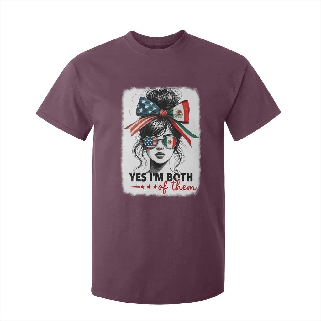 American Mexican Roots T Shirt For Kid Messy Bun Mexico America Half American Flag TS10 Maroon Print Your Wear