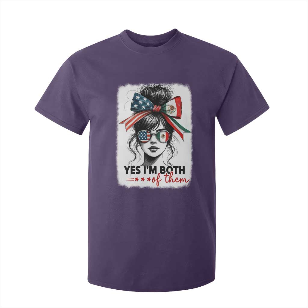 American Mexican Roots T Shirt For Kid Messy Bun Mexico America Half American Flag TS10 Purple Print Your Wear