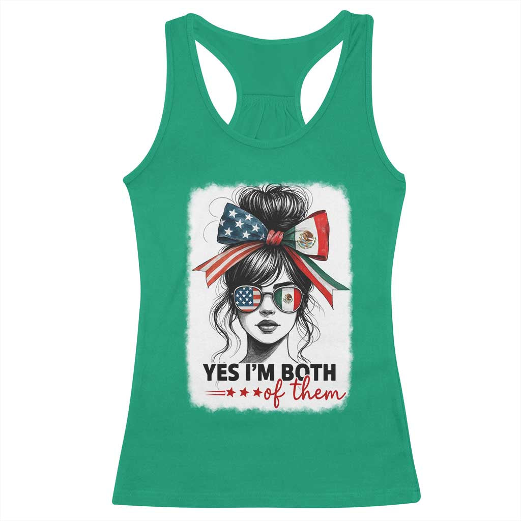American Mexican Roots Racerback Tank Top Messy Bun Mexico America Half American Flag TS10 Irish Green Print Your Wear