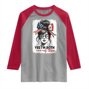 American Mexican Roots Raglan Shirt Messy Bun Mexico America Half American Flag TS10 Sport Gray Red Print Your Wear