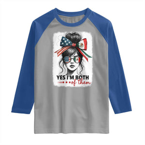 American Mexican Roots Raglan Shirt Messy Bun Mexico America Half American Flag TS10 Sport Gray Royal Print Your Wear