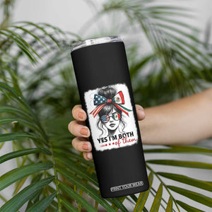 American Mexican Roots Skinny Tumbler Messy Bun Mexico America Half American Flag TS10 Print Your Wear