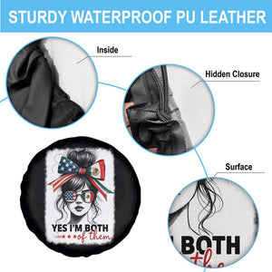 American Mexican Roots Spare Tire Cover Messy Bun Mexico America Half American Flag TS10 Print Your Wear