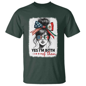 American Mexican Roots T Shirt Messy Bun Mexico America Half American Flag TS10 Dark Forest Green Print Your Wear