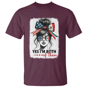 American Mexican Roots T Shirt Messy Bun Mexico America Half American Flag TS10 Maroon Print Your Wear