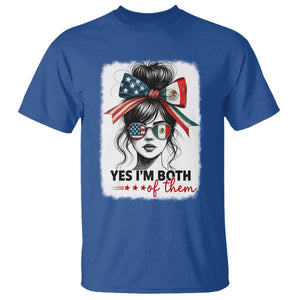 American Mexican Roots T Shirt Messy Bun Mexico America Half American Flag TS10 Royal Blue Print Your Wear