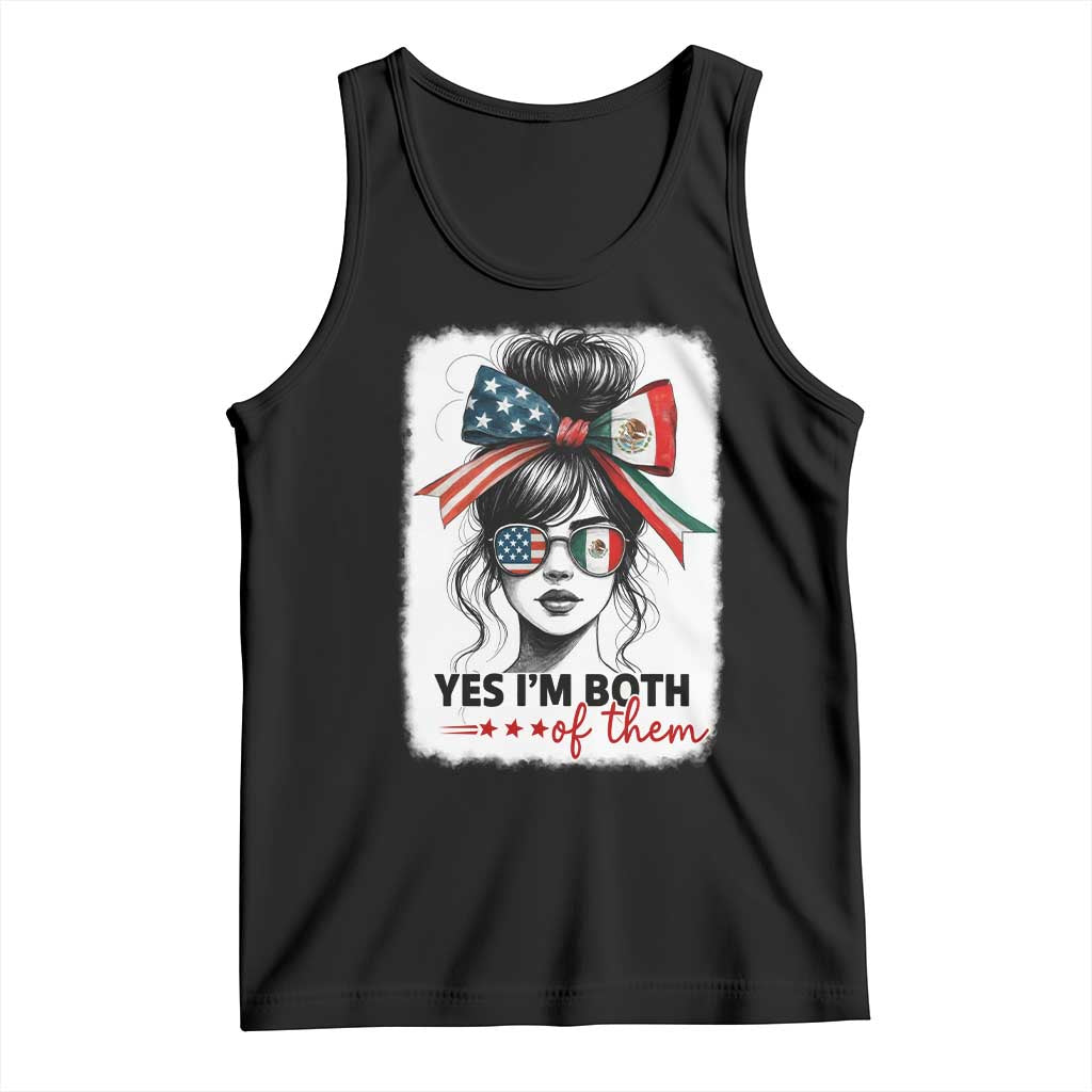 American Mexican Roots Tank Top Messy Bun Mexico America Half American Flag TS10 Black Print Your Wear