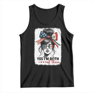 American Mexican Roots Tank Top Messy Bun Mexico America Half American Flag TS10 Black Print Your Wear