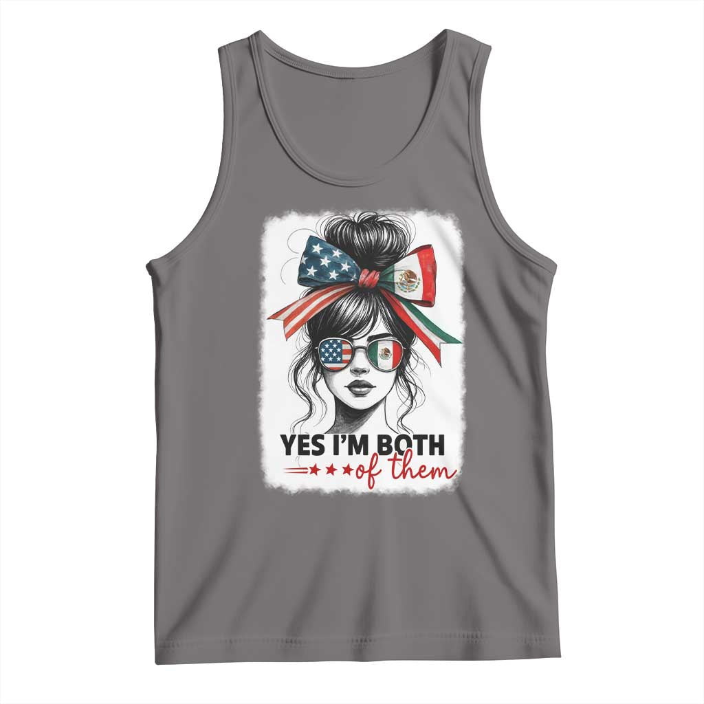American Mexican Roots Tank Top Messy Bun Mexico America Half American Flag TS10 Deep Heather Print Your Wear