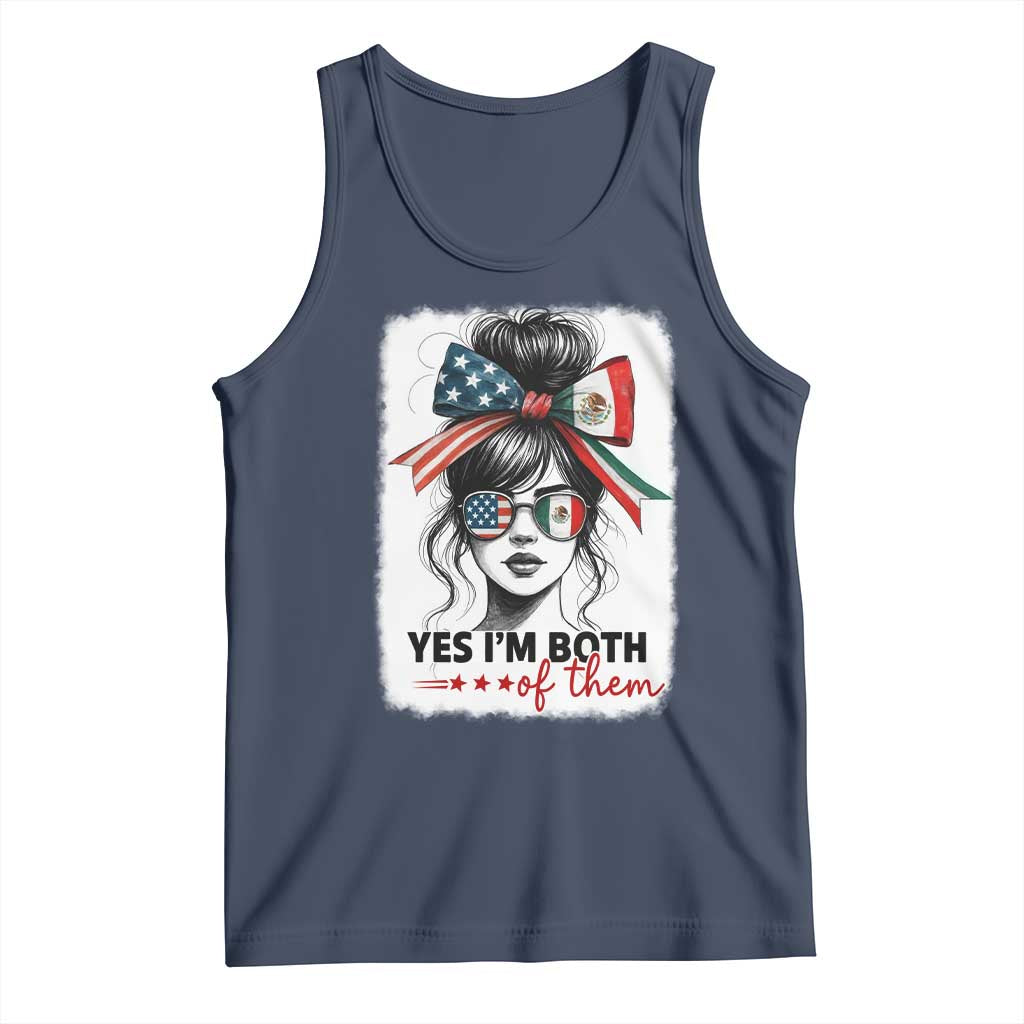American Mexican Roots Tank Top Messy Bun Mexico America Half American Flag TS10 Navy Print Your Wear