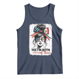 American Mexican Roots Tank Top Messy Bun Mexico America Half American Flag TS10 Navy Print Your Wear
