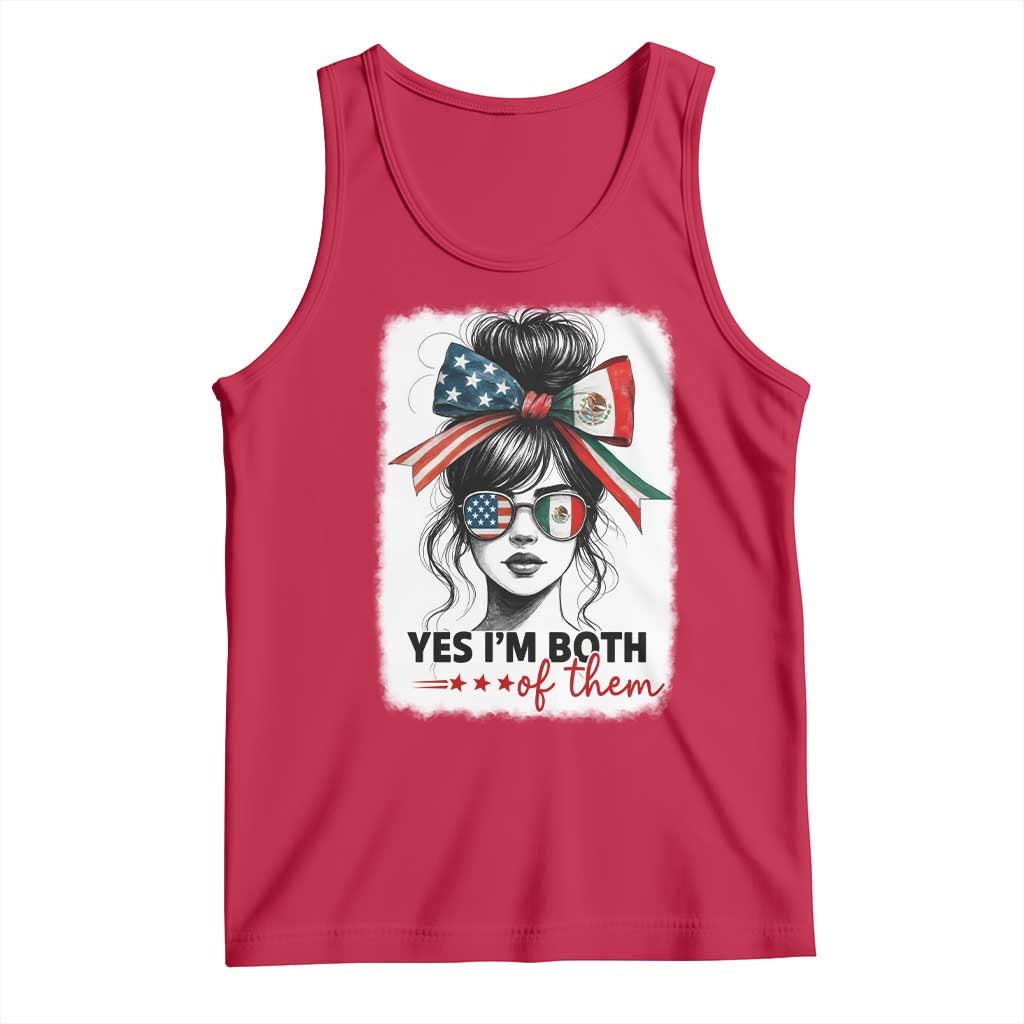 American Mexican Roots Tank Top Messy Bun Mexico America Half American Flag TS10 Red Print Your Wear