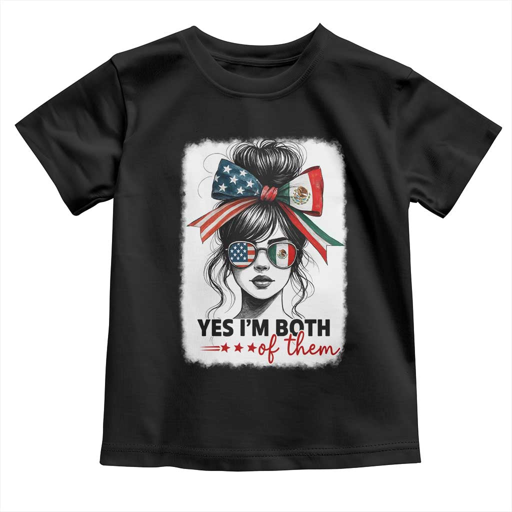 American Mexican Roots Toddler T Shirt Messy Bun Mexico America Half American Flag TS10 Black Print Your Wear