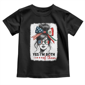 American Mexican Roots Toddler T Shirt Messy Bun Mexico America Half American Flag TS10 Black Print Your Wear