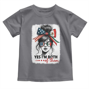 American Mexican Roots Toddler T Shirt Messy Bun Mexico America Half American Flag TS10 Charcoal Print Your Wear