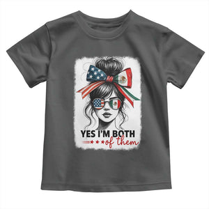 American Mexican Roots Toddler T Shirt Messy Bun Mexico America Half American Flag TS10 Dark Heather Print Your Wear