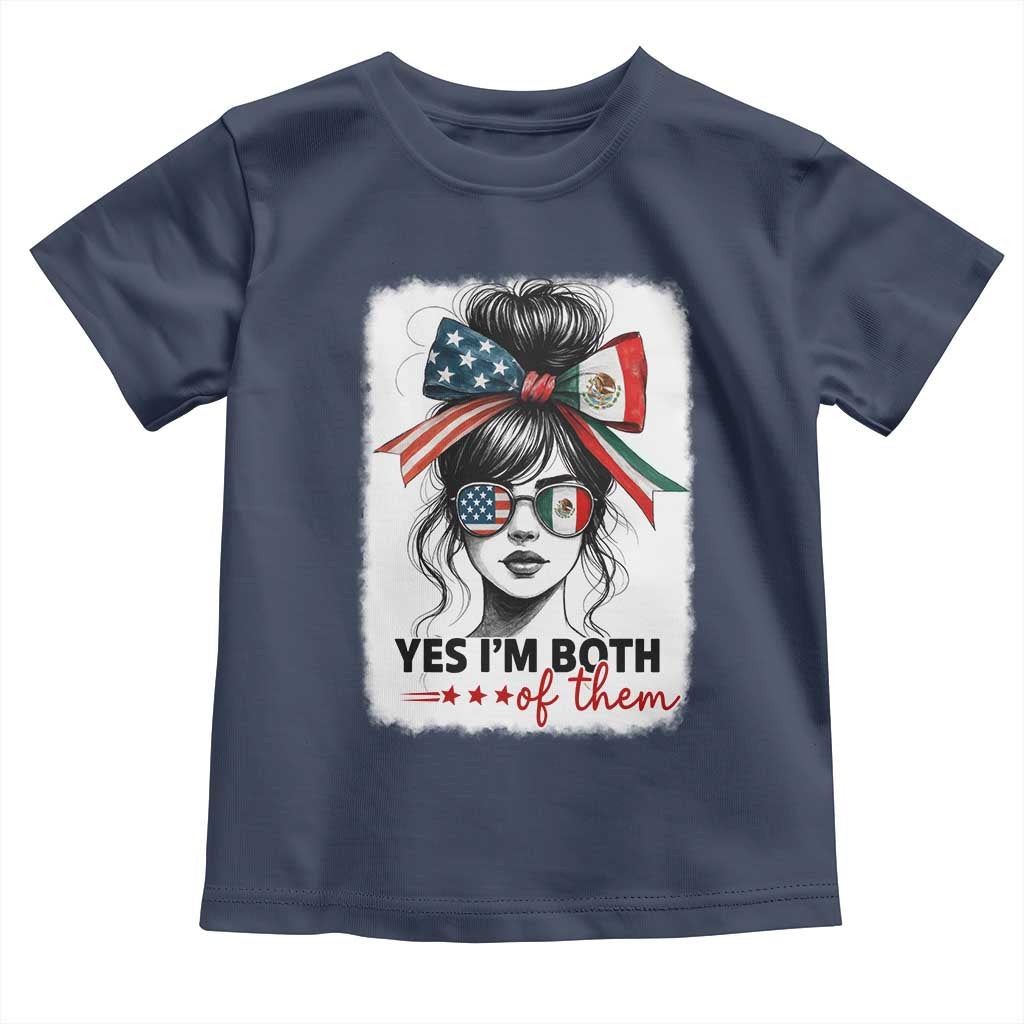 American Mexican Roots Toddler T Shirt Messy Bun Mexico America Half American Flag TS10 Navy Print Your Wear
