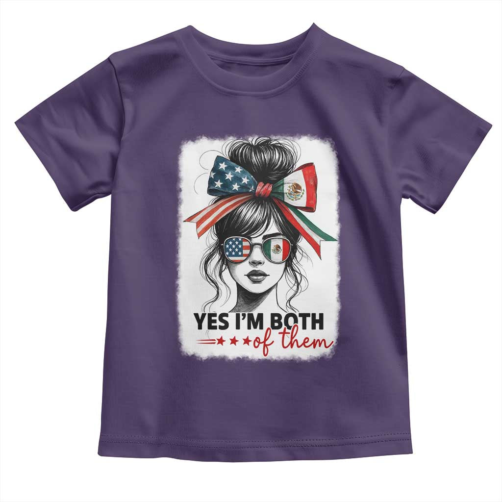 American Mexican Roots Toddler T Shirt Messy Bun Mexico America Half American Flag TS10 Purple Print Your Wear