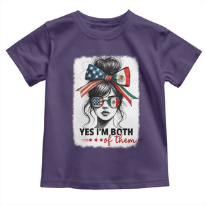 American Mexican Roots Toddler T Shirt Messy Bun Mexico America Half American Flag TS10 Purple Print Your Wear