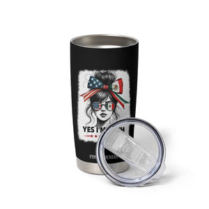 American Mexican Roots Tumbler Cup Messy Bun Mexico America Half American Flag TS10 Print Your Wear