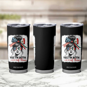 American Mexican Roots Tumbler Cup Messy Bun Mexico America Half American Flag TS10 Print Your Wear