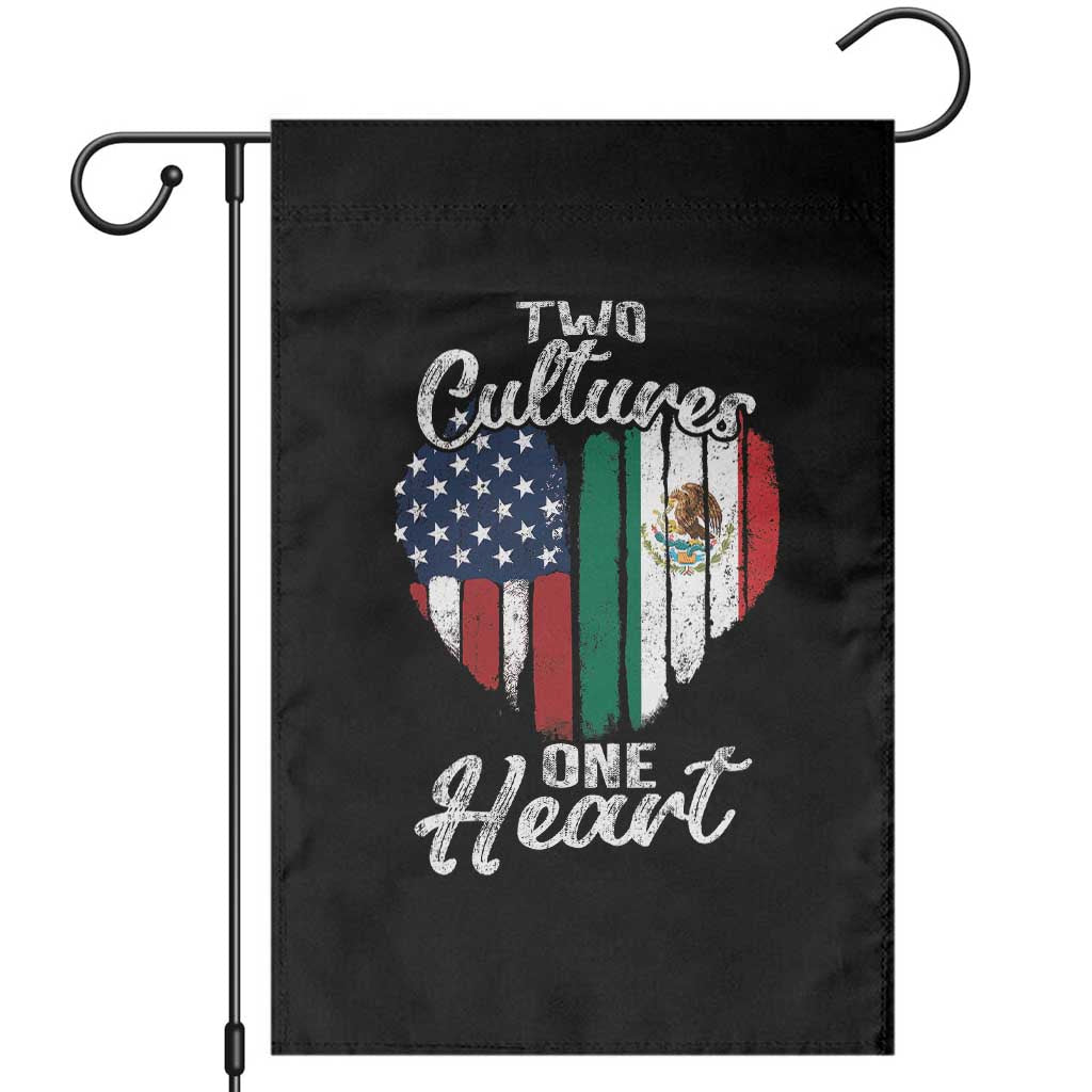 Mexican Roots Garden Flag Mexican American Flag Two Cultures One Heart TS10 Black Print Your Wear