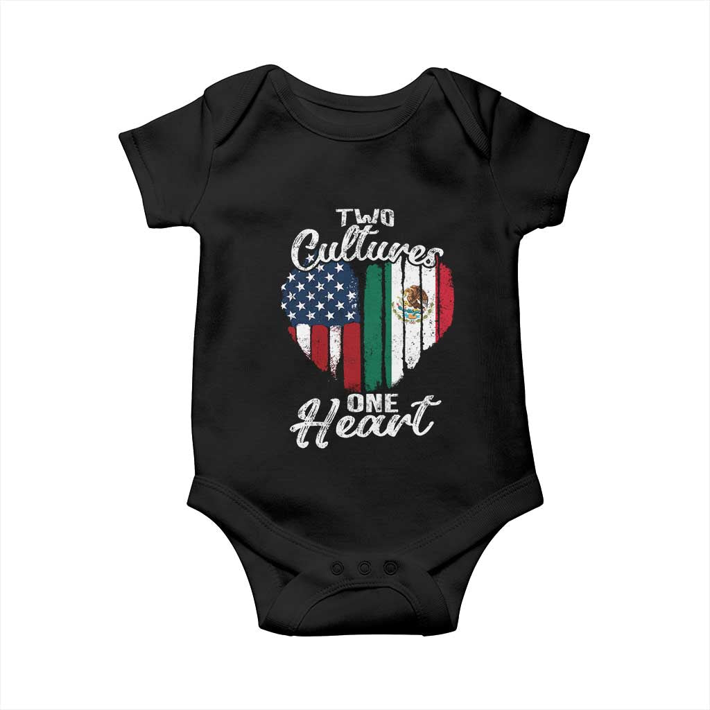 Mexican Roots Baby Onesie Mexican American Flag Two Cultures One Heart TS10 Black Print Your Wear