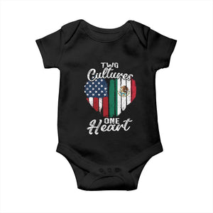 Mexican Roots Baby Onesie Mexican American Flag Two Cultures One Heart TS10 Black Print Your Wear