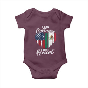 Mexican Roots Baby Onesie Mexican American Flag Two Cultures One Heart TS10 Maroon Print Your Wear
