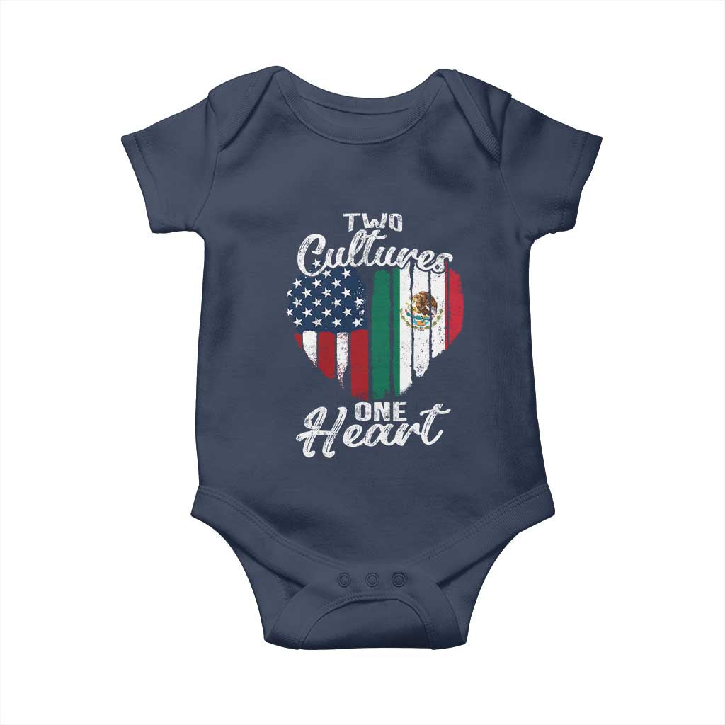 Mexican Roots Baby Onesie Mexican American Flag Two Cultures One Heart TS10 Navy Print Your Wear
