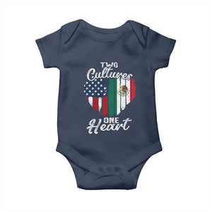 Mexican Roots Baby Onesie Mexican American Flag Two Cultures One Heart TS10 Navy Print Your Wear