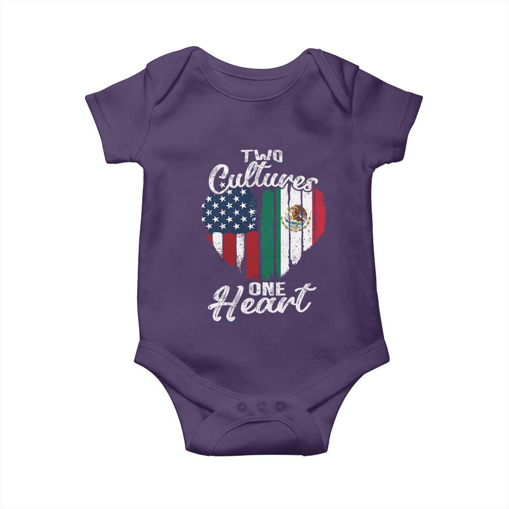 Mexican Roots Baby Onesie Mexican American Flag Two Cultures One Heart TS10 Purple Print Your Wear