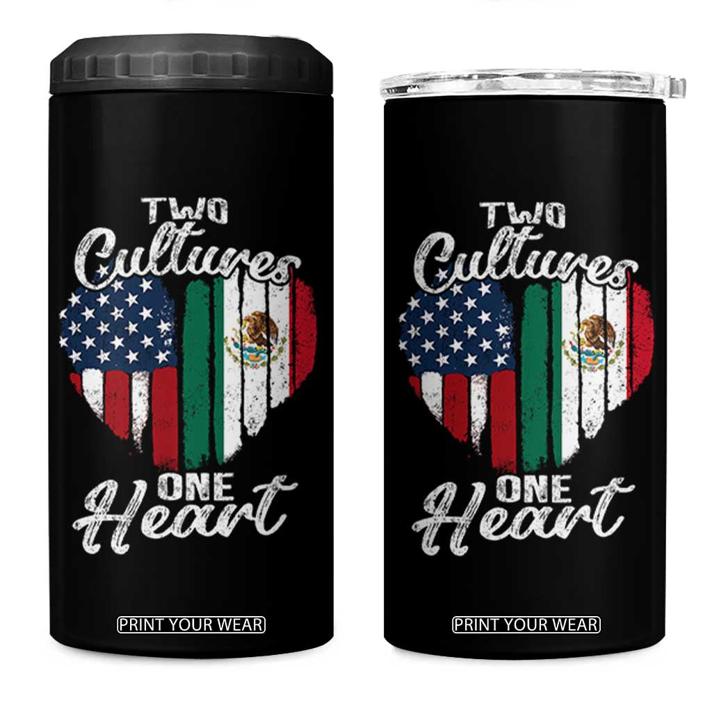Mexican Roots 4 in 1 Can Cooler Tumbler Mexican American Flag Two Cultures One Heart TS10 One Size: 16 oz Black Print Your Wear