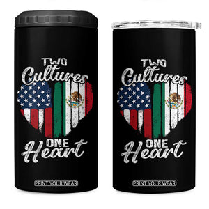 Mexican Roots 4 in 1 Can Cooler Tumbler Mexican American Flag Two Cultures One Heart TS10 One Size: 16 oz Black Print Your Wear