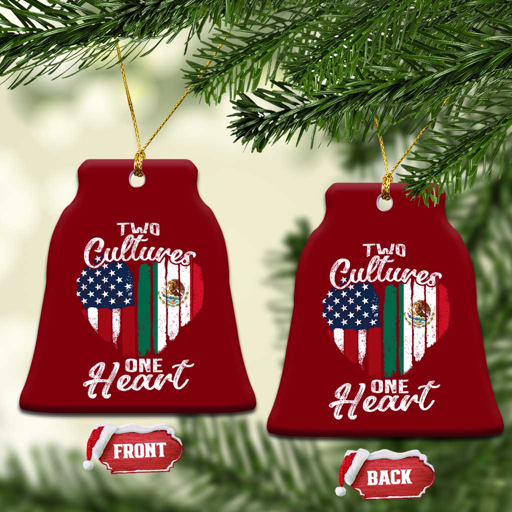 Mexican Roots Ceramic Ornament Mexican American Flag Two Cultures One Heart TS10 Print Your Wear