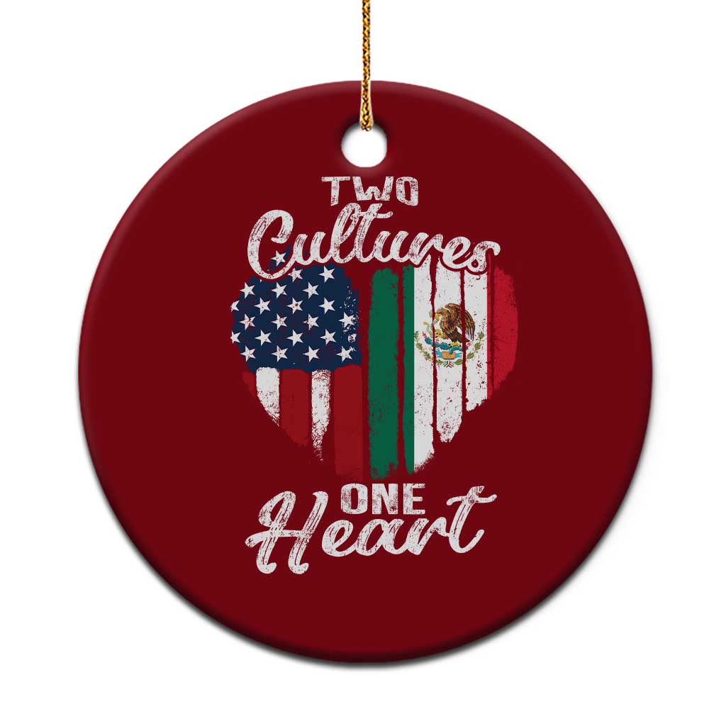 Mexican Roots Ceramic Ornament Mexican American Flag Two Cultures One Heart TS10 1pc Red Print Your Wear