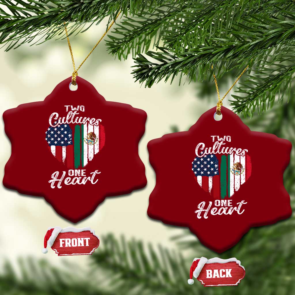 Mexican Roots Ceramic Ornament Mexican American Flag Two Cultures One Heart TS10 Print Your Wear