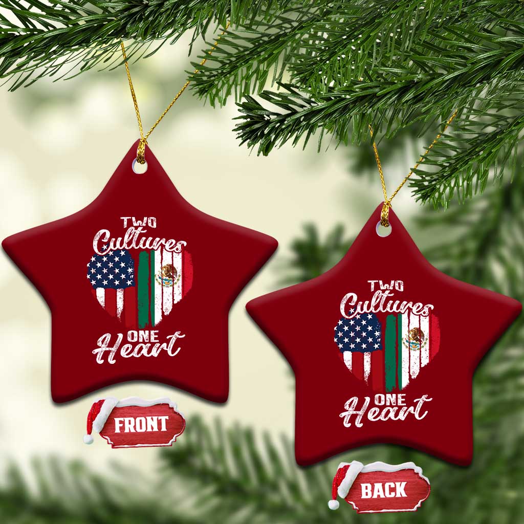 Mexican Roots Ceramic Ornament Mexican American Flag Two Cultures One Heart TS10 Print Your Wear